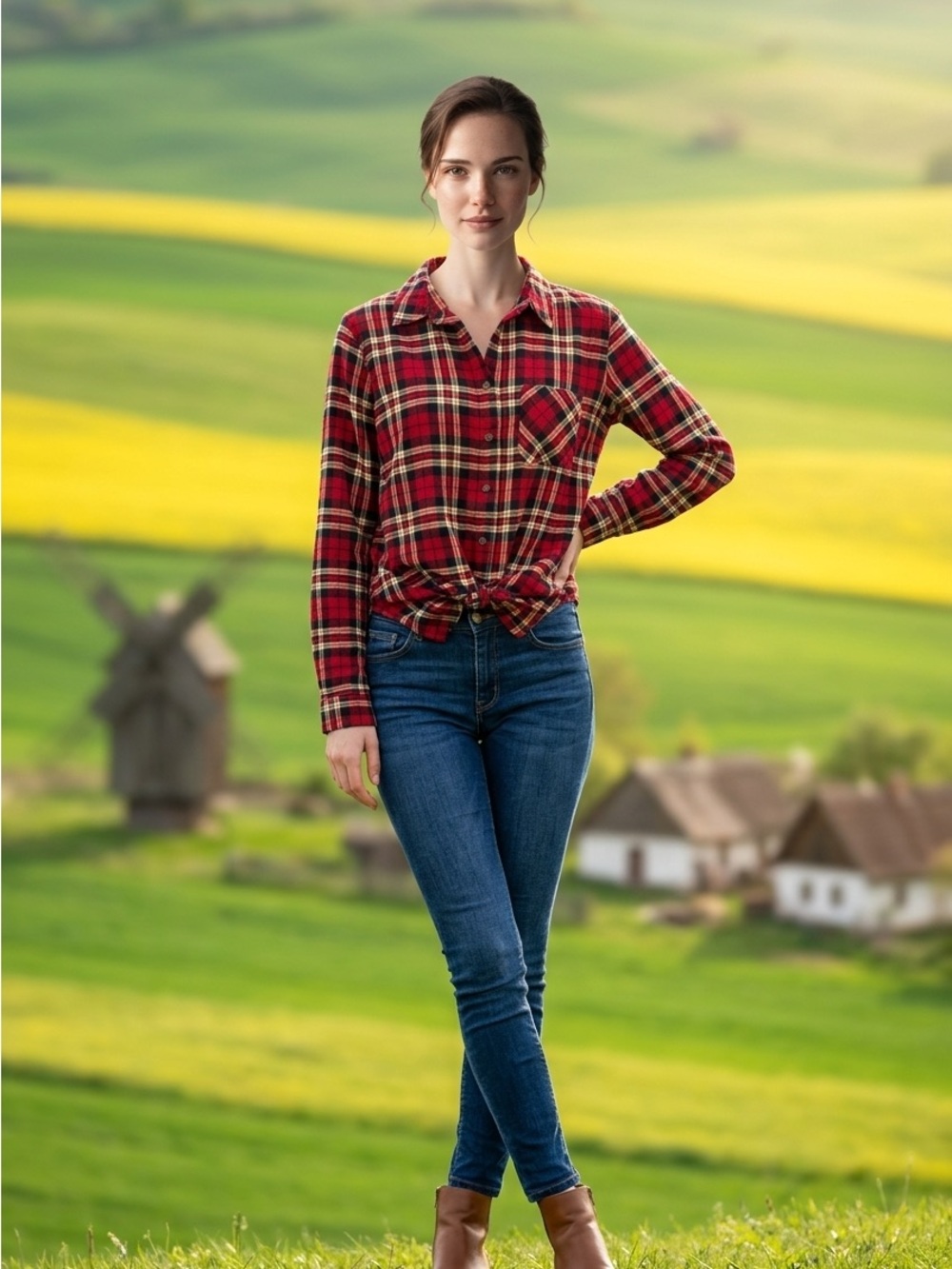 Hippie Rose Womens Small Red Plaid Flannel Button Up Shirt Tunic Top